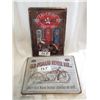 Image 1 : Indian Motorcycle + Gas Pump Tin Signs 12"x8"
