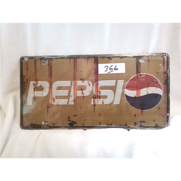 Pepsi Cola License Plate Tin