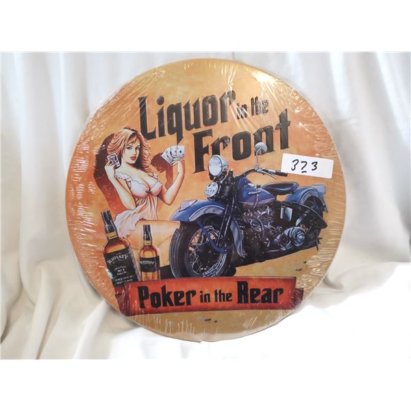 Pin Up Round Tin Sign 12"