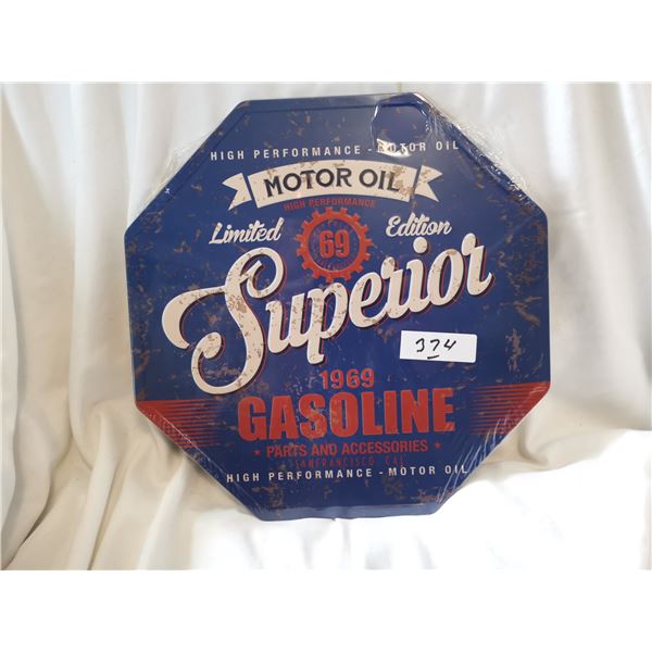 Superior Gas Tin Sign 12"