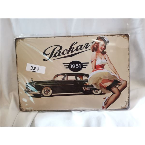 1951 Packard Pin Up Tin Sign 12"x8"