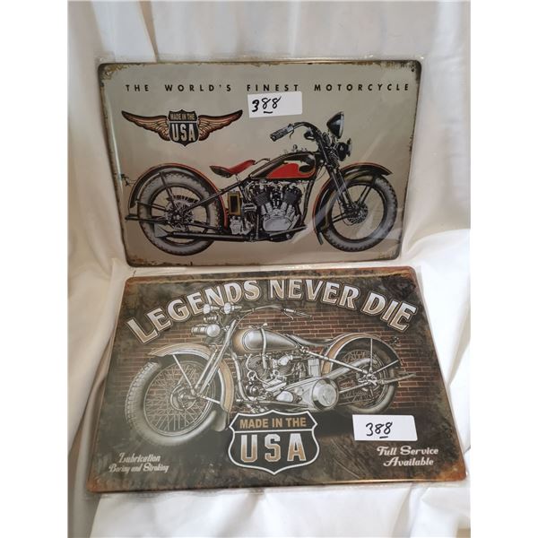 Two Motorcycle Tin Sign 12"x8"