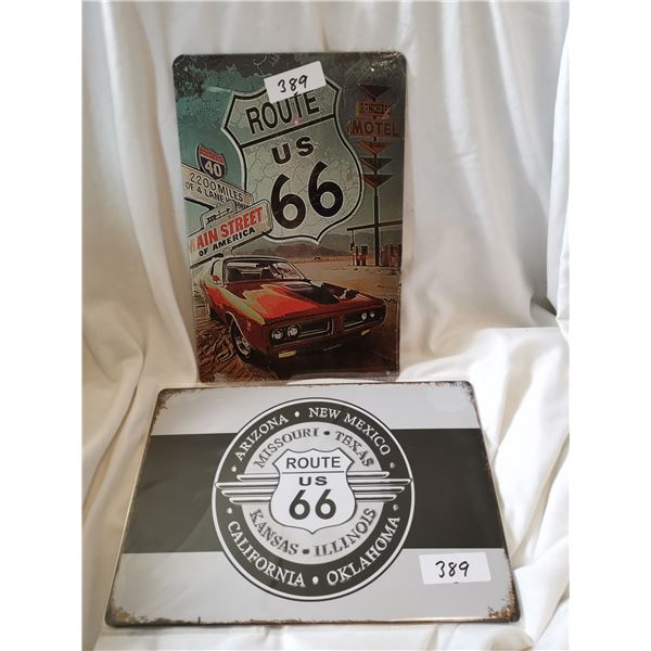 Two Route 66 Tin Sign 12"x8"