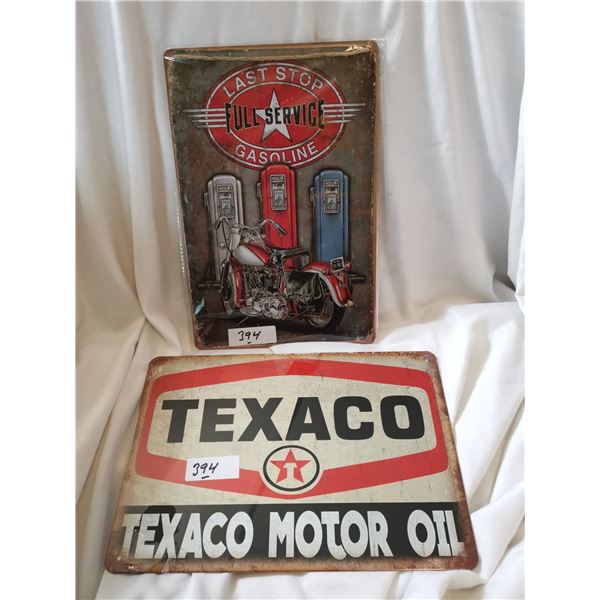 Gas And Texaco Tin Signs 12"x8"