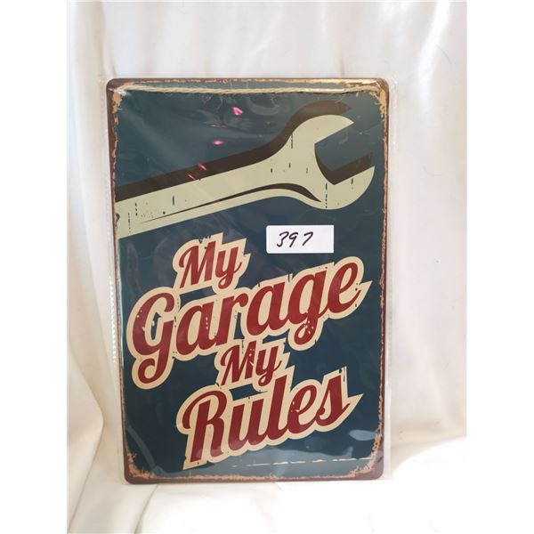My Garage Tin Sign 12"X8"