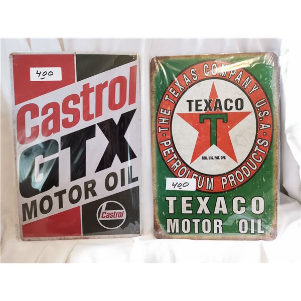 Castrol + Texaco Tin Signs 12"X8"