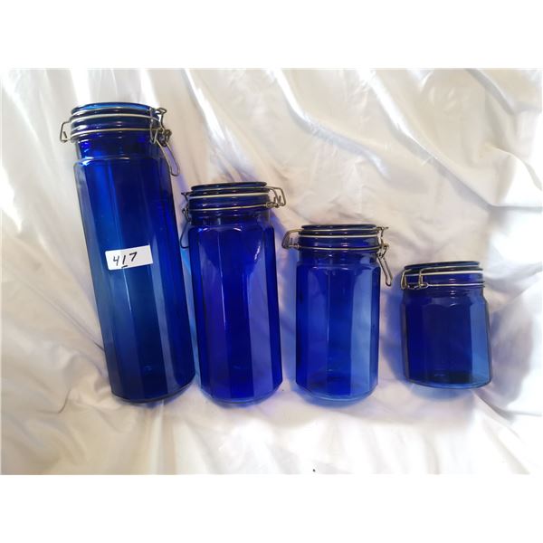 Set of 4 Blue Canisters