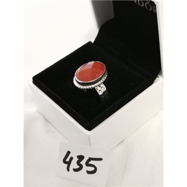 Sterling Silver Ring with Orange Stone