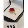 Image 1 : 14k Gold Ring with Red Lion Design Stone Very Nice