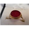 Image 2 : 14k Gold Ring with Red Lion Design Stone Very Nice