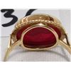 Image 5 : 14k Gold Ring with Red Lion Design Stone Very Nice