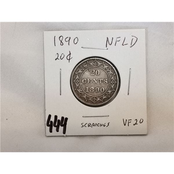 1890 NFLD 20 cent silver coin