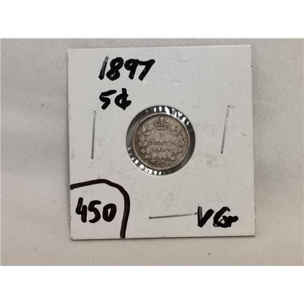 1897 Silver 5 cent