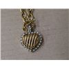 Image 3 : Heart Shape Earring Necklace Set Gold Tone (" Long