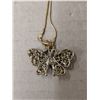 Image 4 : (3) 8" Gold Tone Necklaces (1) W/ Butterfly Pendant