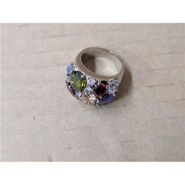 Multi Coloured Stone Ring Stamped