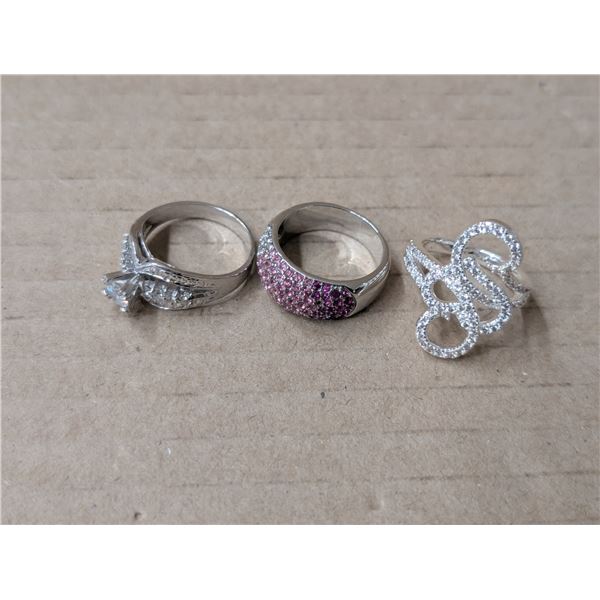 (3) Rings Has Stamp (Silver Coloured)