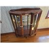 Image 1 : Small wooden China cabinet, Glass on back wall. Two glass shelves. Two keys included.- 40" by 14" by
