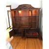 Image 8 : Hutch and Buffet (2 parts) China Cabinet. Two glass shelves and plate rails on all three levels- wit