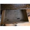 Image 3 : Wooden display cabinet with bevelled mirror back. Drawers and doors for storage area open.- 40.5" by