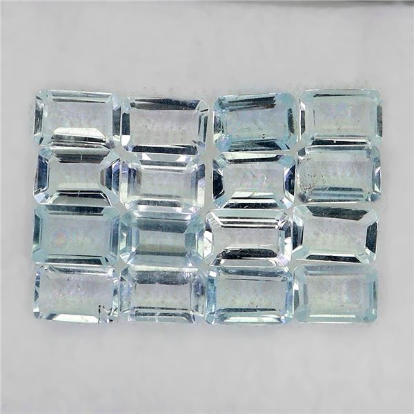 *CANNOT VERIFY, SEE DESC.*Emerald Cut Natural Top Blue Aquamarine 16 pcs. 7.01 ct. 6 x 4 mm- Apprais