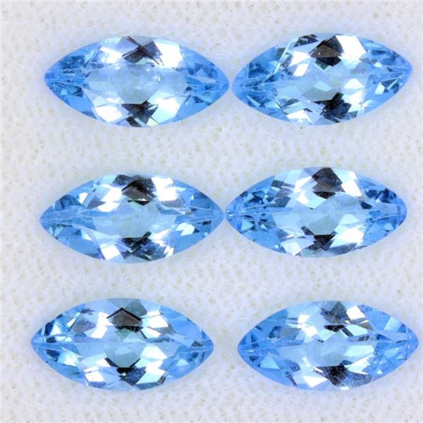 *CANNOT VERIFY, SEE DESC.*Marquise Cut Top Swiss Blue Topaz 6 pcs. 9.64 ct. 10 x 5 mm - Appraised Re