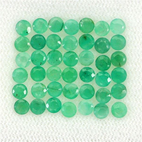 *CANNOT VERIFY, SEE DESC.*Round Cut Natural Top Green Emerald 42 pcs. 4.14 ct. 3 mm - Appraised Repl