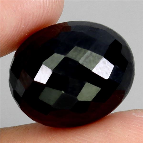 *CANNOT VERIFY, SEE DESC.*Oval Cut with Checkerboard Table Unheated Black Spinel 11.81 ct. 13.7 x 11