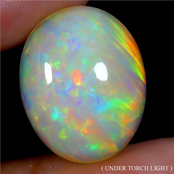 *CANNOT VERIFY, SEE DESC.*Oval Cabochon OPAL 6.05 ct. Floral Play of Color 16 x 13 mm - Appraised Re