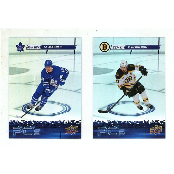 2023-24 Upper Deck Series 2 Hockey - PC's - #16-RW - M. Marner and #37-C - P. Bergeron.