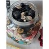 Image 3 : 1950's storage jar with porcelain doll head on lid. Filled with vintage buttons.