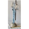 Image 2 : Scrolled wrought iron candle holder with ceramic base & oil candles. Fleur de lis.