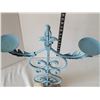 Image 3 : Scrolled wrought iron candle holder with ceramic base & oil candles. Fleur de lis.