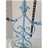 Image 4 : Scrolled wrought iron candle holder with ceramic base & oil candles. Fleur de lis.