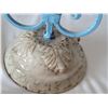 Image 5 : Scrolled wrought iron candle holder with ceramic base & oil candles. Fleur de lis.