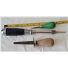 Image 3 : Vtg. Tools. Breast driller, iron clamp, Stanley #45 push drill & 3rd hand.