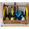 Image 2 : Eastpoint lawn dart set in wood storage rack. Complete.
