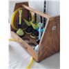 Image 3 : Eastpoint lawn dart set in wood storage rack. Complete.