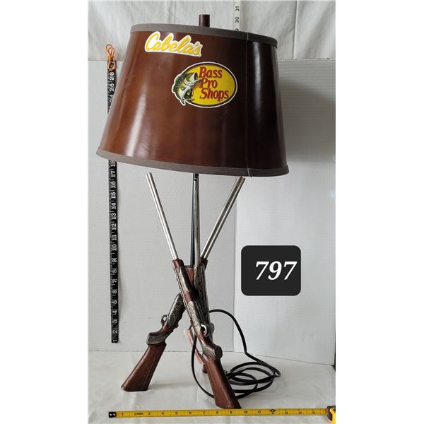 Unique crossed rifles lamp.