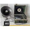 Image 1 : Vtg. Johnny Stewart (Waco Texas) 45 record game caller. Deluxe Electri-call & records.Amp & speaker 