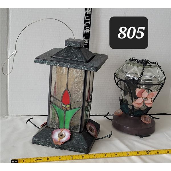 Metal & glass hummingbird feeders.