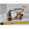 Image 2 : Vtg. Bird ornaments features Roman duck oil lamp reproduction,carved marble & ceramic birds.(Japan)