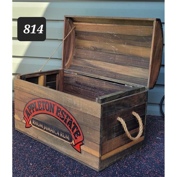 Vtg. Appleton Rum domed lid wood chest.