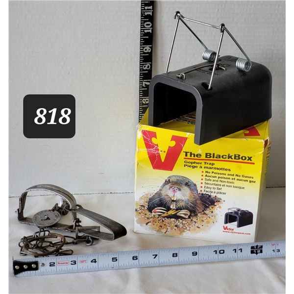 Small Oneida Victor trap & Black Box gopher trap.