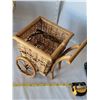 Image 2 : Vtg. Wicker chair, cart & trinket box.