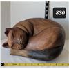 Image 1 : Large, heavy solid wood curled up cat.