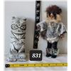 Image 1 : Vtg. Collectible sleepy eyed Inuit Carlson doll. Seal fur & leather. Carved tribal Tiki art sculptur