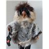 Image 2 : Vtg. Collectible sleepy eyed Inuit Carlson doll. Seal fur & leather. Carved tribal Tiki art sculptur