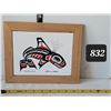 Image 1 : Clarence A. Wells “Killer Whale” aboriginal art framed ceramic tile.