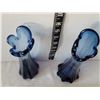 Image 2 : Vtg. Retro art glass 5 finger colbalt blue, swung stretch glass vases.